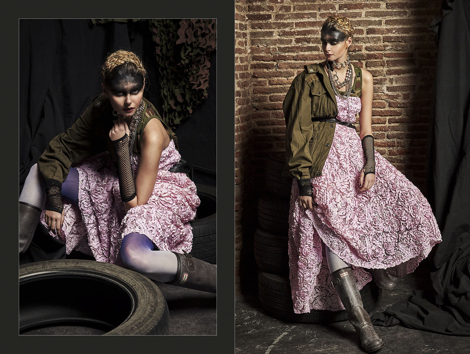 fotografia modelo vestido rosa flores